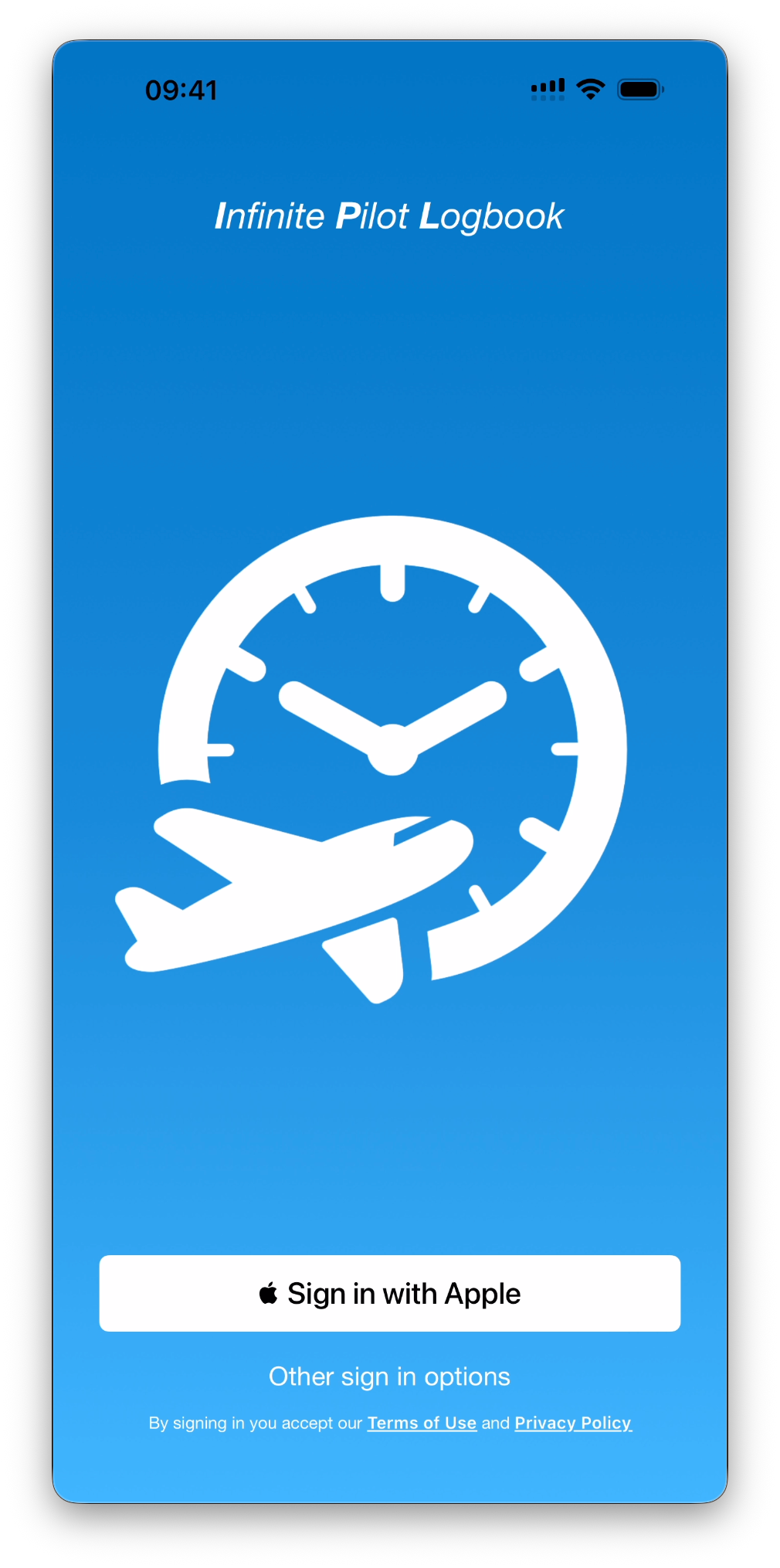 Welcome screen with “Sign in with Apple”